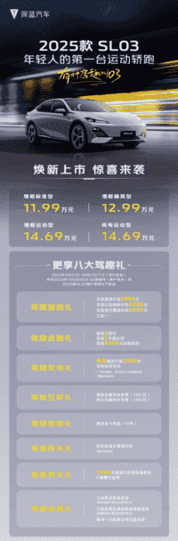 2025款深蓝SL03上市 售11.99-14.69万元