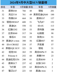 9月中大型SUV销量榜：问界M7丢冠，国产包揽前5