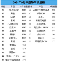 9月中型轿车销量榜，比亚迪终于赢了一回，日系令人遗憾