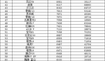 2024年10月汽车销量排行榜 小米SU7销量跃升