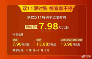 11月车市“价格战”持续升温，最高优惠达11万元