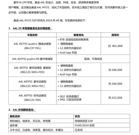 换代前收官之战，2025款奥迪A4L实车到店，加料增多项配置